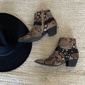 Snakeskin ankle booties
